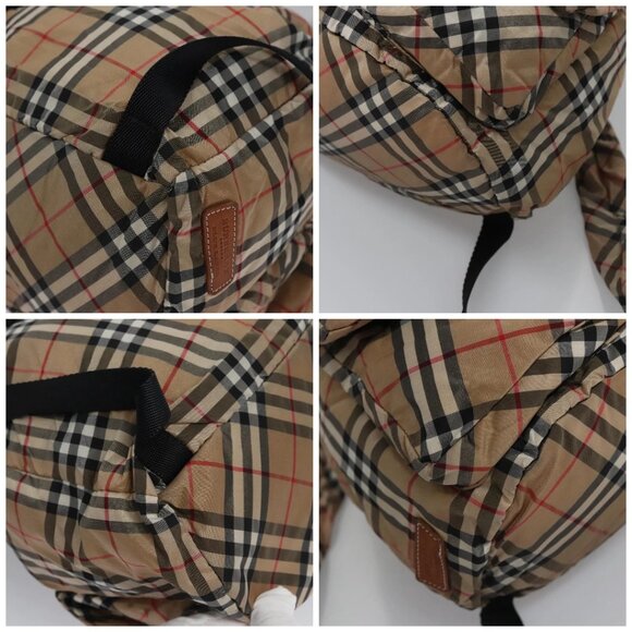 BURBERRY Nova Check Blue Label Backpack Nylon Beige Silver Auth am7971 - Picture 16 of 16